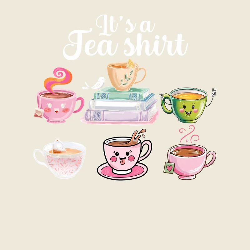 Funny Tea Cups Illustration With Lettering