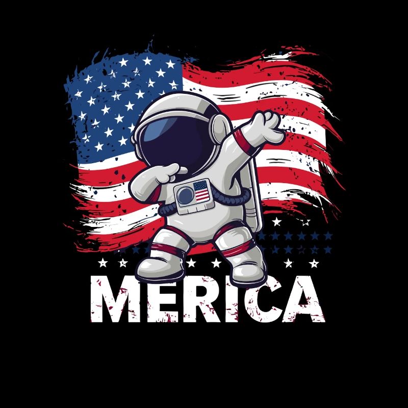 Merica, Astronaut Dabbing mit USA Flagge