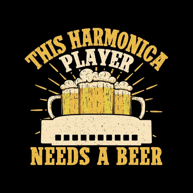 Funny Harmonica Player Needs A Beer Harmonica