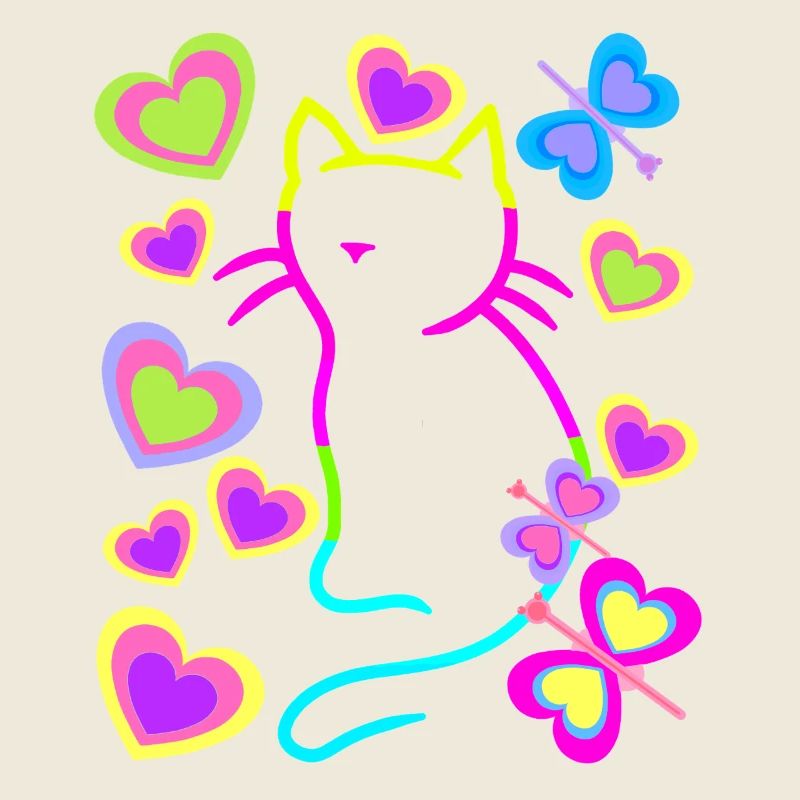 Retro Cat Cats Vintage 80s 90s Kids