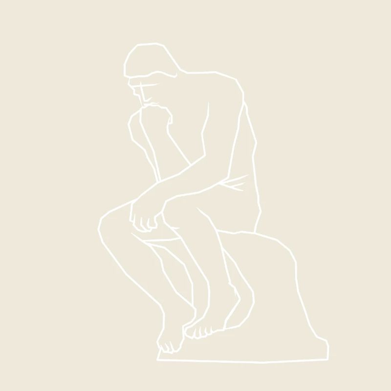 The thinker statue line art