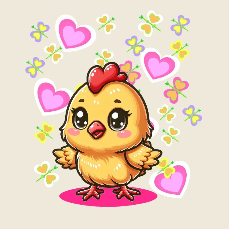 Spring Easter Chick Kids Child Chicken Heart