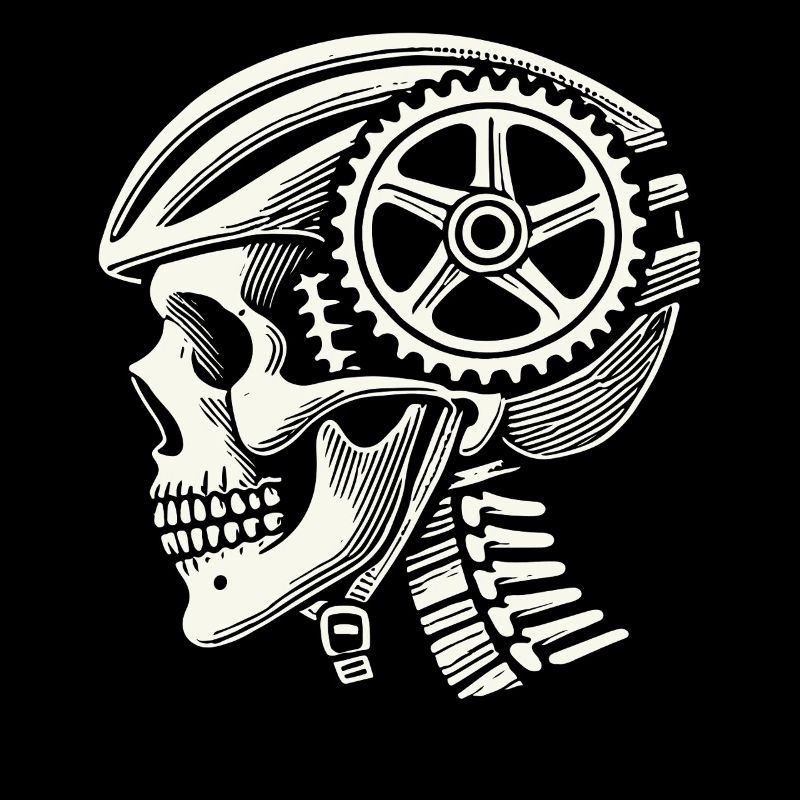 Crâne de cycliste avec illustration de casque de chaîne