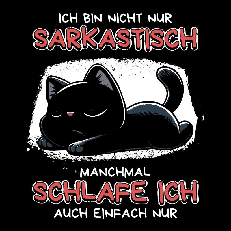 Schlafende schwarze Katze mit Sarkasmus-Vibe