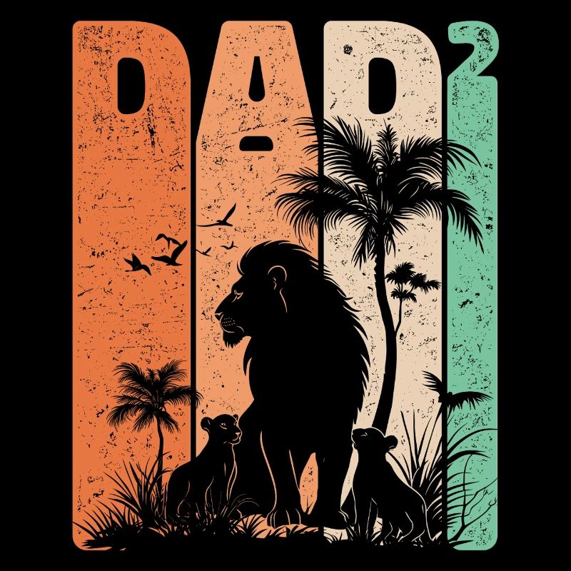 Dad Hoch 2 Löwe Zwei Kinder Vatertag Geschenk