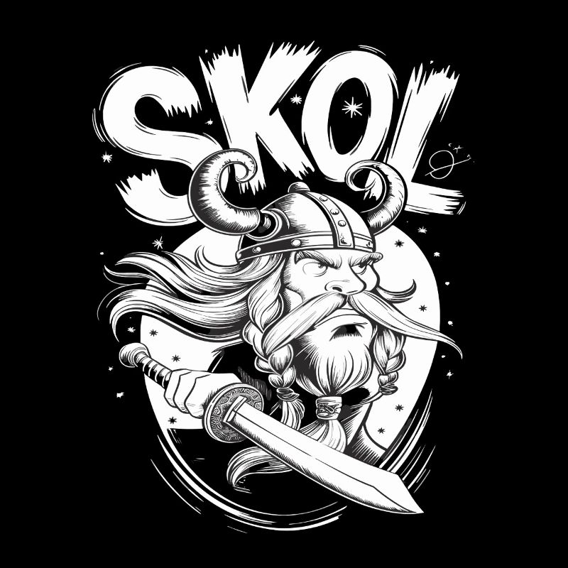 Skol guerrier viking avec épée et casque en