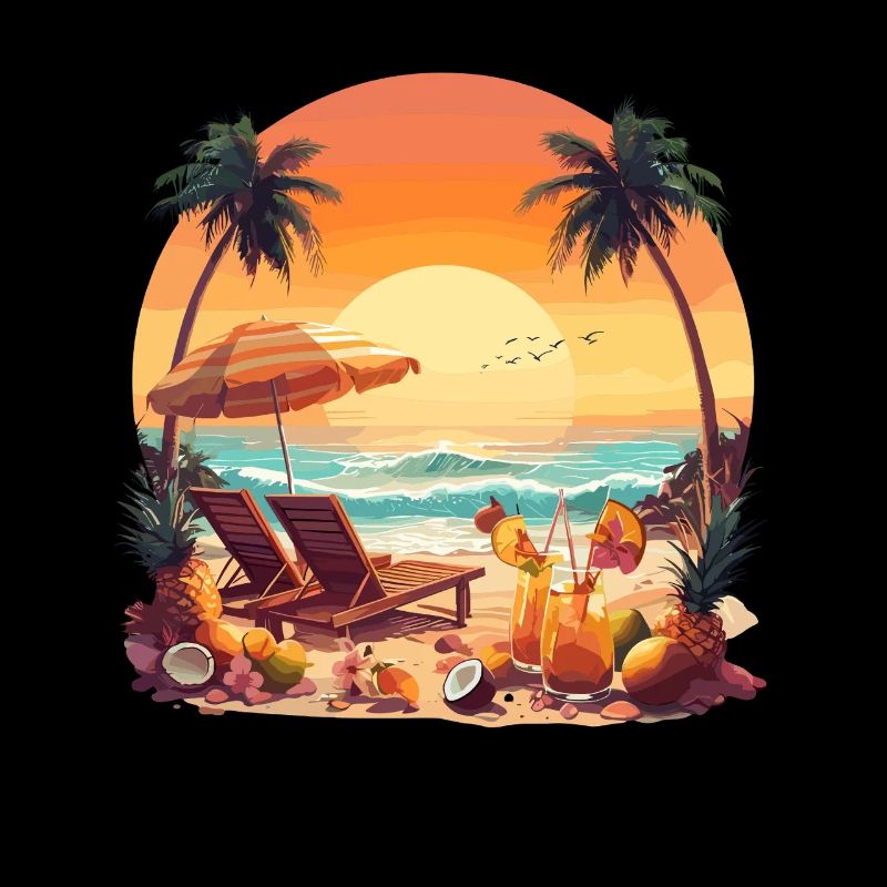 Relaxing on the beach under palm trees with