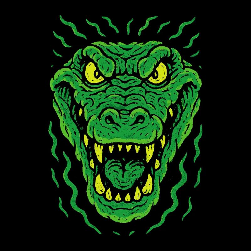 Angry lizard head in neon style