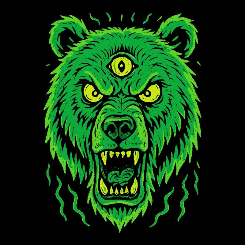 Wild bear with third eye neon style