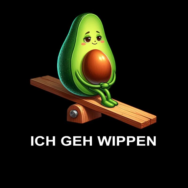 Lustige Avocado wippen Comic Spielplatz Vegan