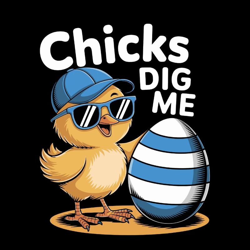Drôle de poussin avec chapeau et œuf - Chicks Dig Me
