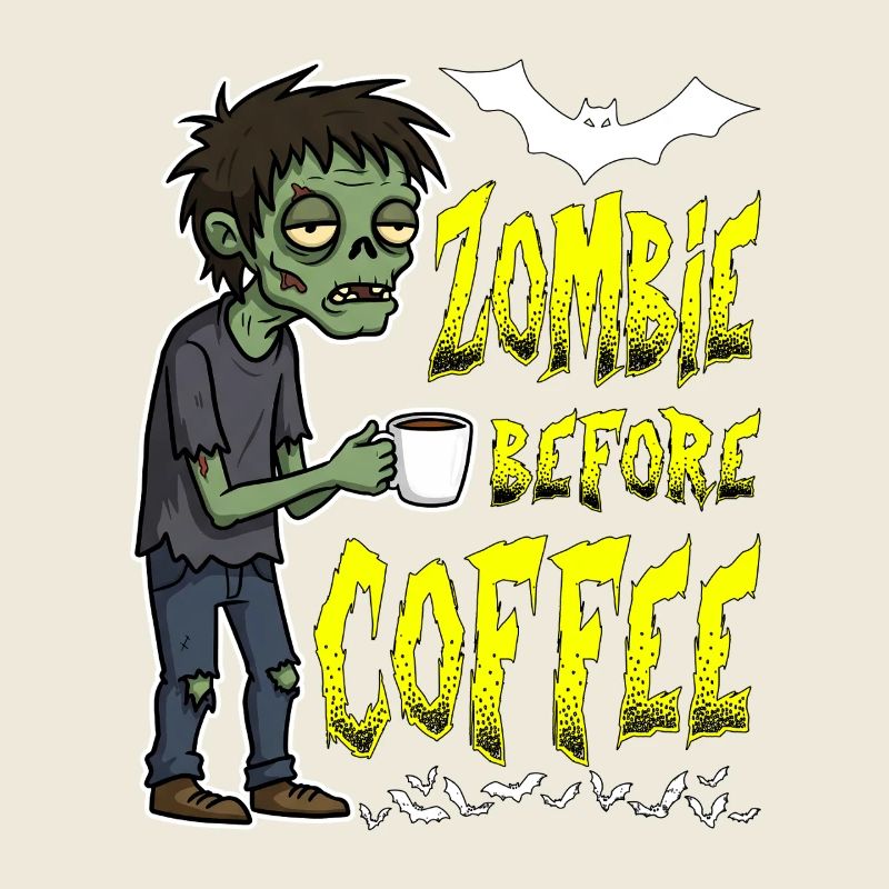 ZOMBIE BEFORE COFFEE - HALLOWEEN GIFT