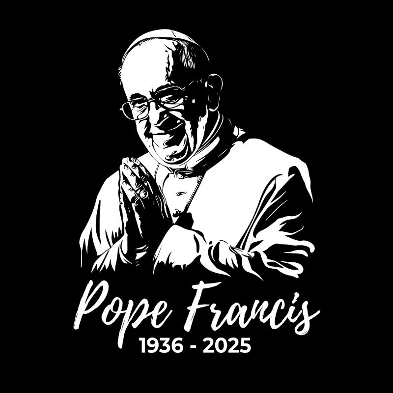 Pope Francis folds his hands and prays