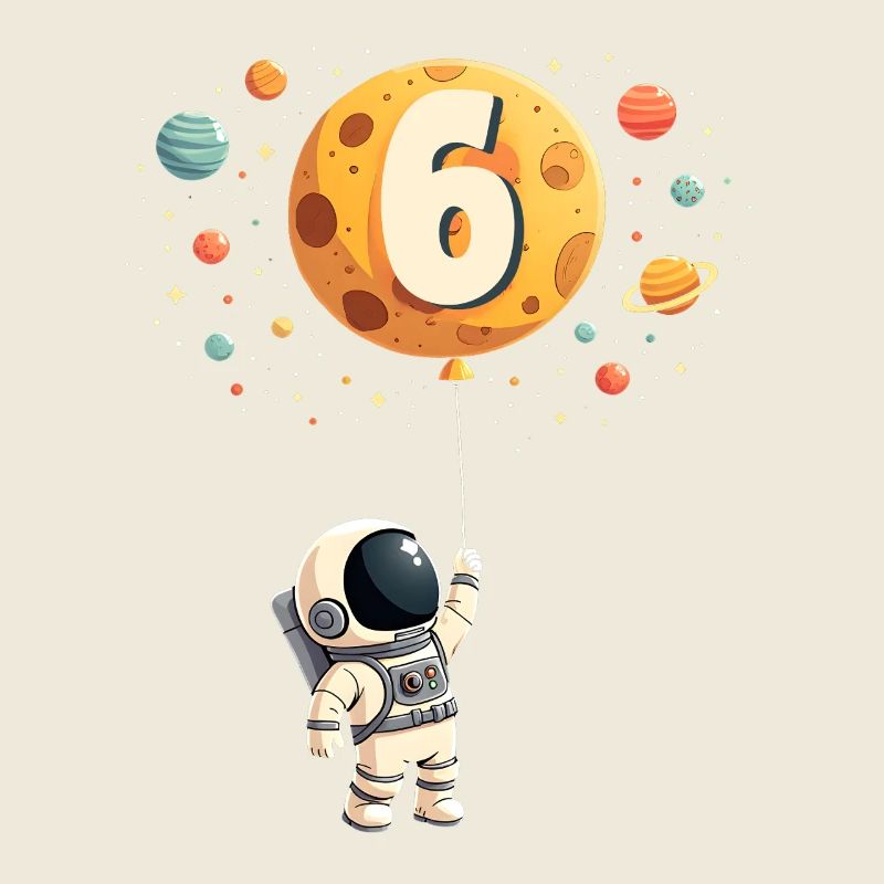 Astronaute mignon 6ème anniversaire garçon espace