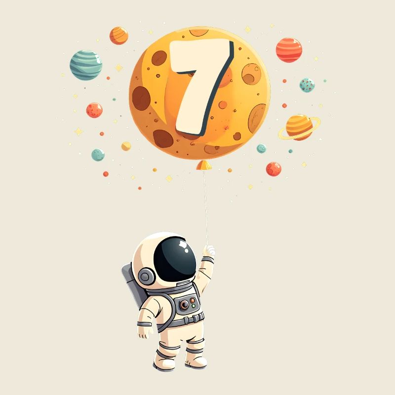 Cute Astronaut 7th Birthday Boy Outer Space