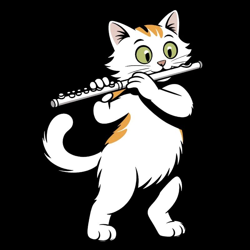 Le chat joue de la flûte