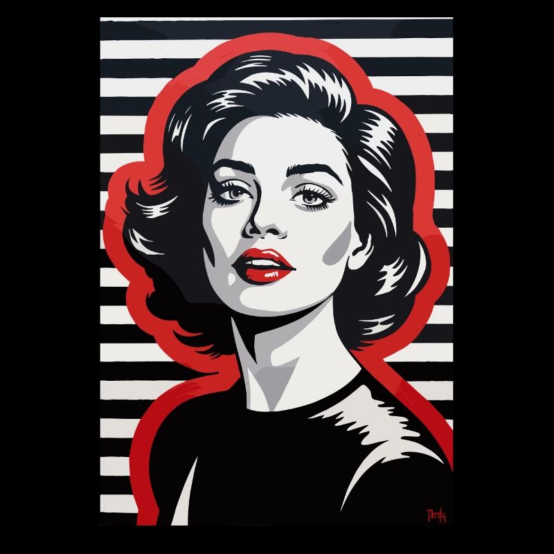 Portrait rétro élégant avec motif rayé