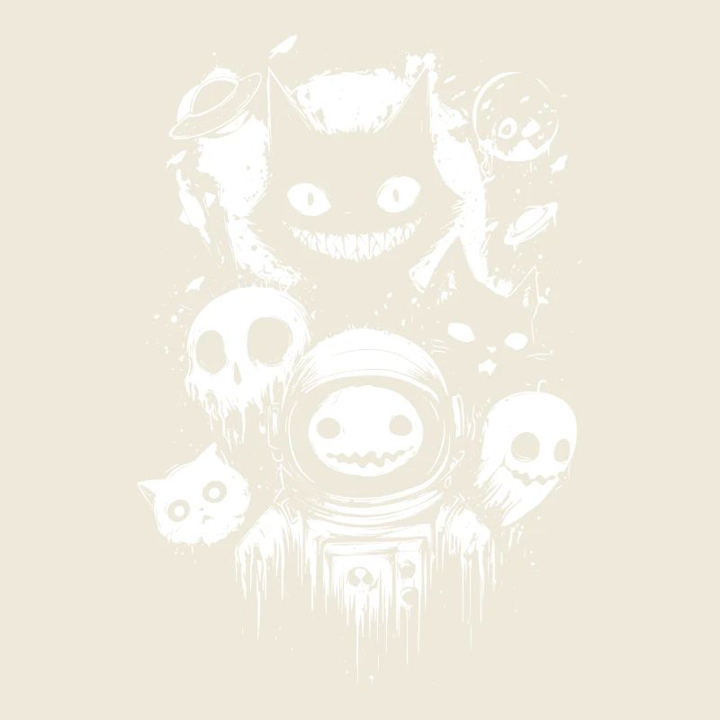 Horreur spatiale effrayante – Astronaute et chats du Cheshire