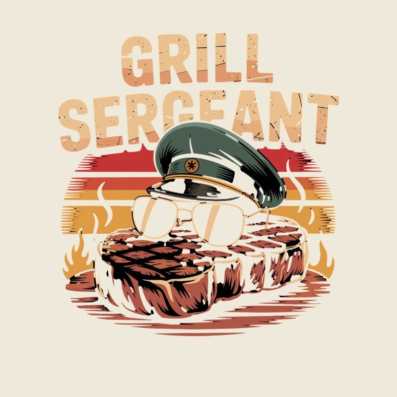 Grill Sergeant Humor BBQ Summer Party