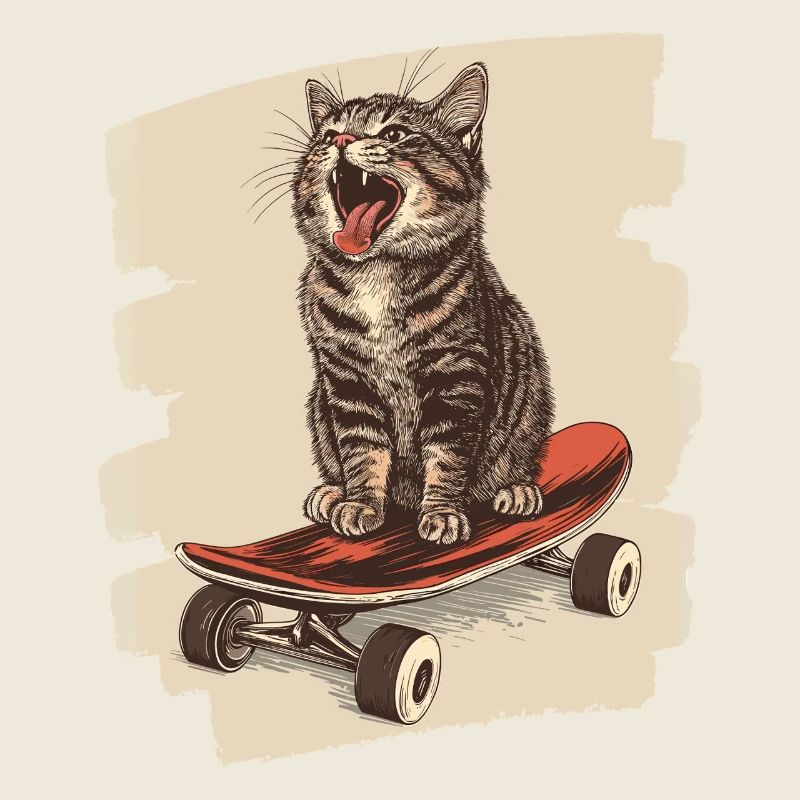 Skateboard Katze