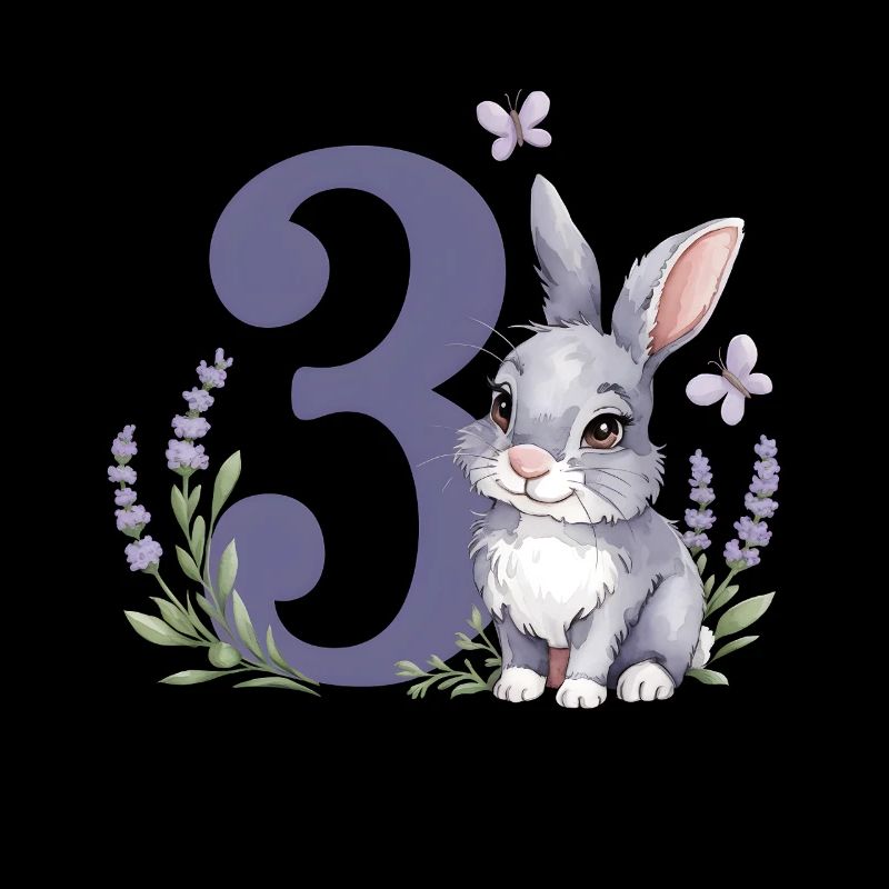 3ème anniversaire 3 ans Bunny Bunny Lavande Violet