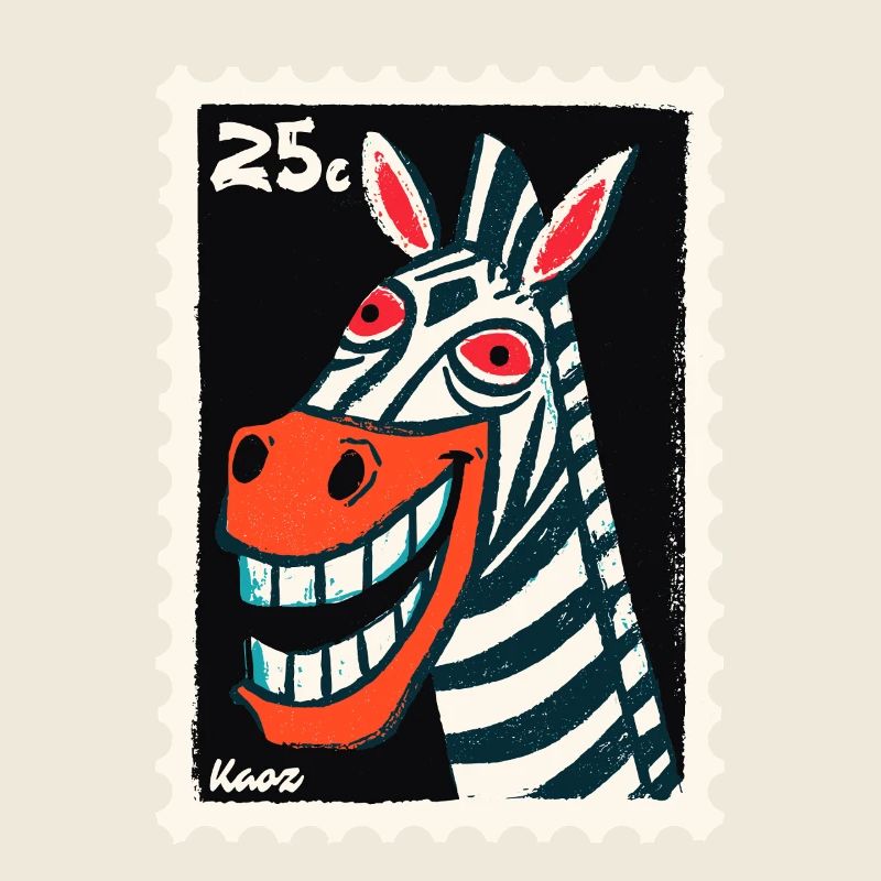 Zèbre souriant en aspect tampon