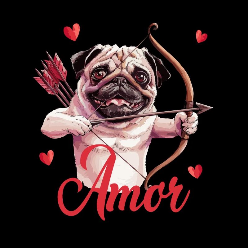 Lustiger Mops Amor Mit Bogenschütze Und