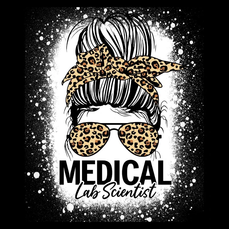 Medizinisches Labor Wissenschaftler Messy Bun Leopard Lustiges Labor