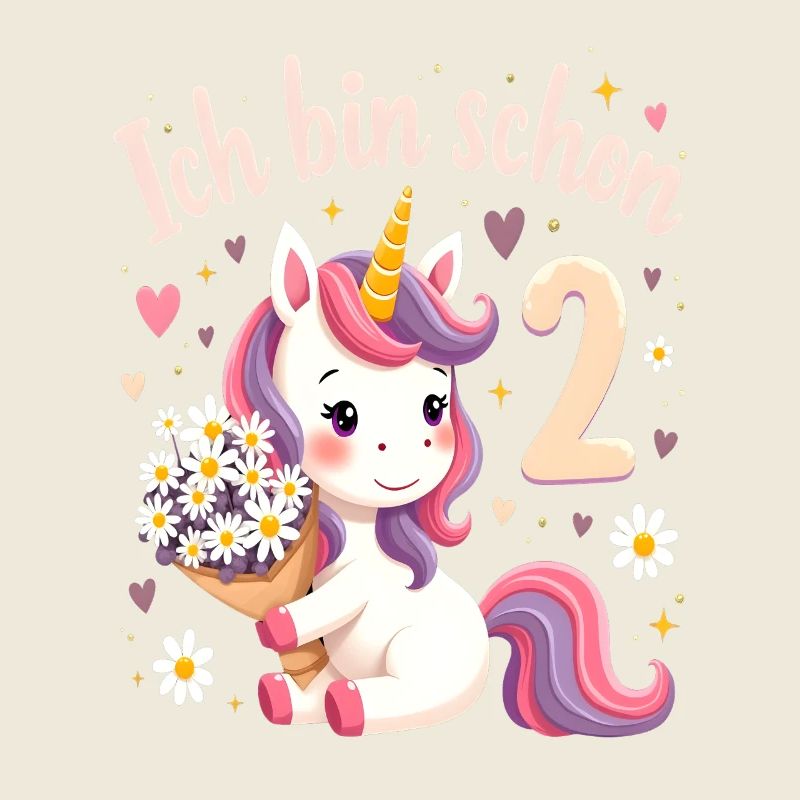 Licorne mignonne 2e anniversaire pour les filles