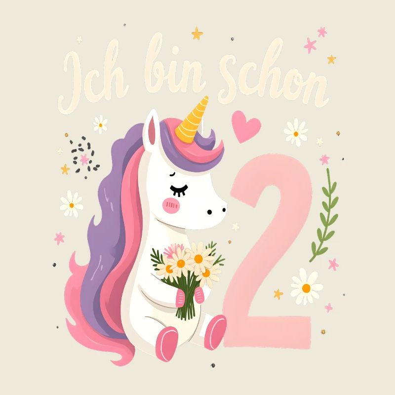 Licorne mignonne 2e anniversaire pour les filles