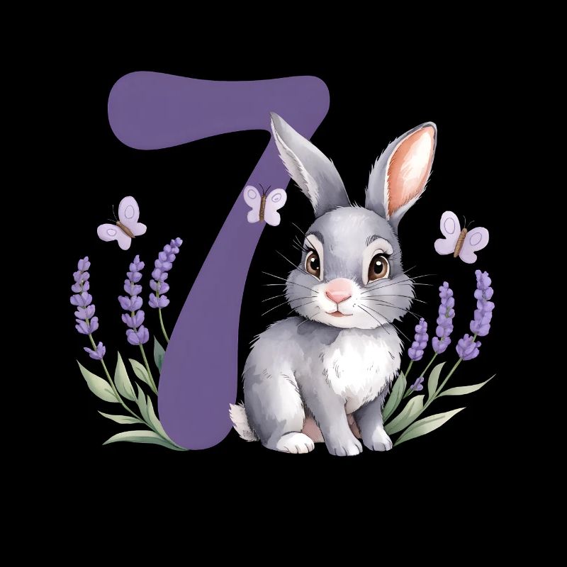 7ème anniversaire 7 ans Bunny Bunny Lavande Violet