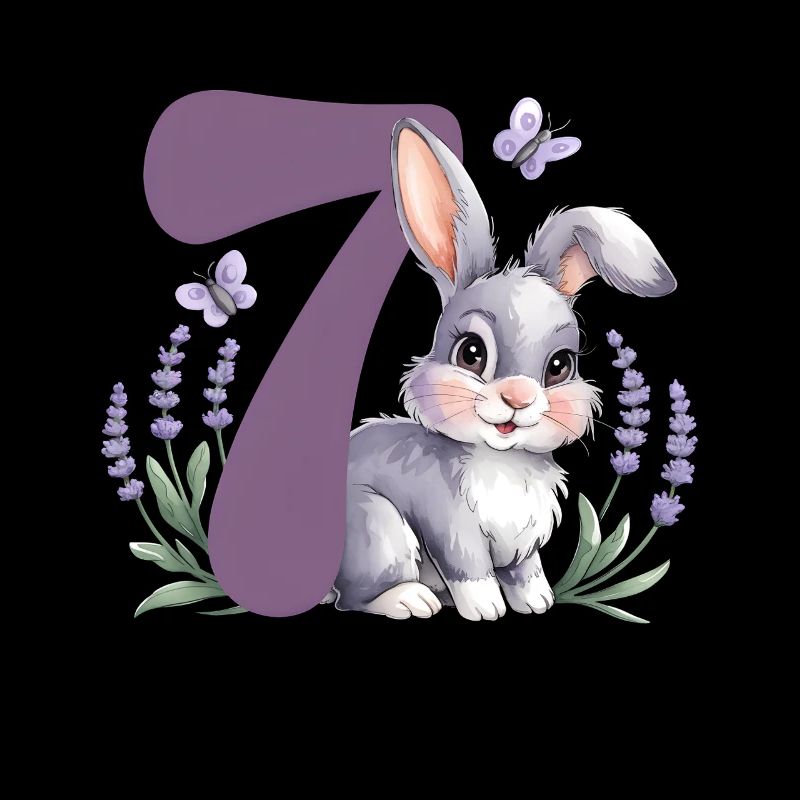 7ème anniversaire 7 ans Bunny Bunny Lavande Violet