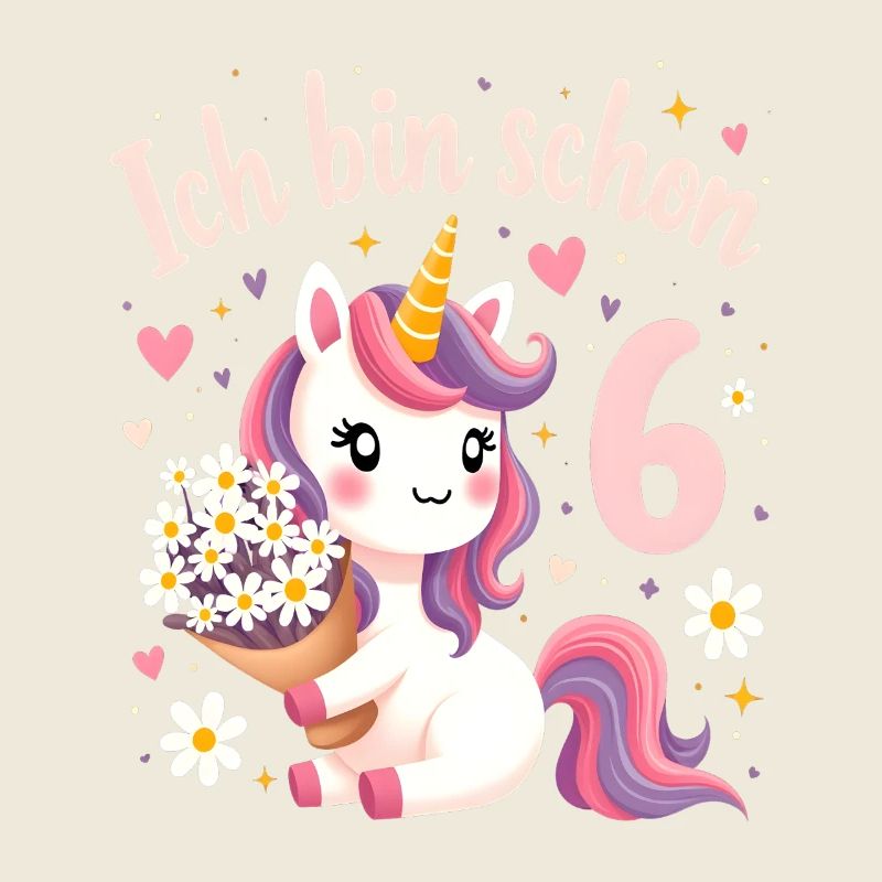 Licorne mignonne 6e anniversaire pour les filles