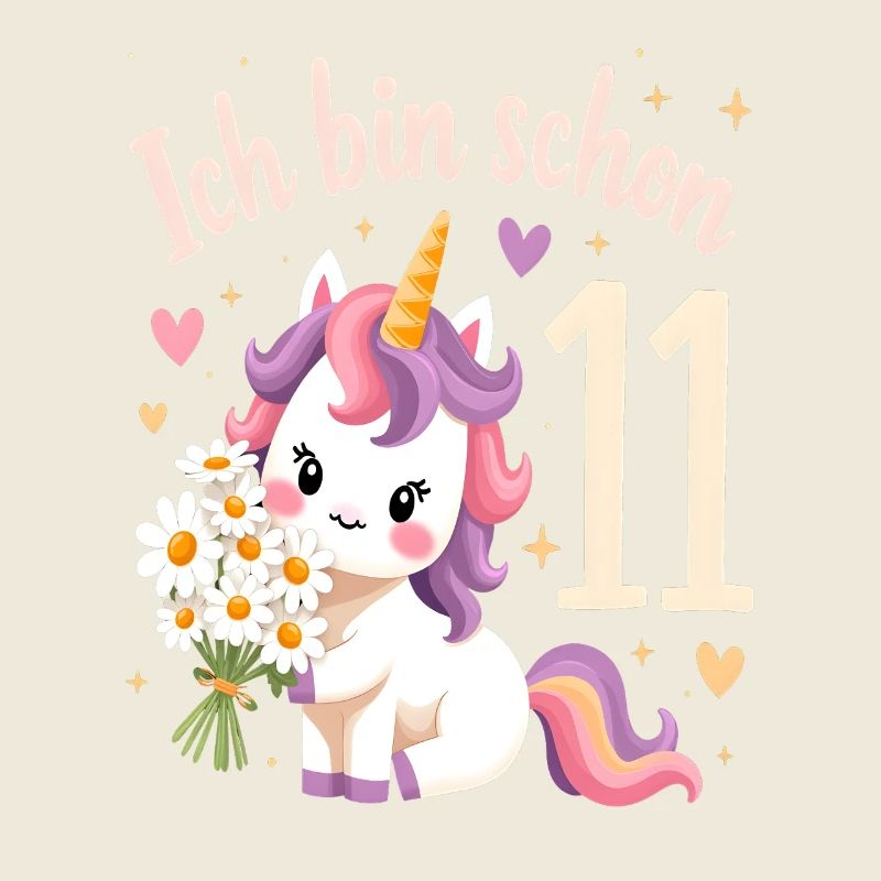 Licorne mignonne 11e anniversaire pour les filles