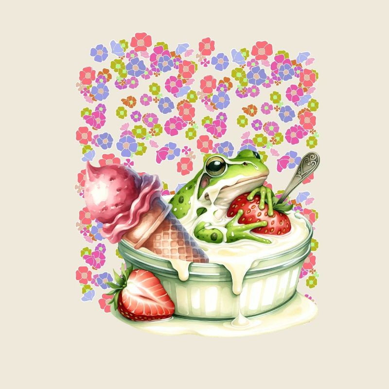 Frog Frogs Dessert Cream Cream Strawberry