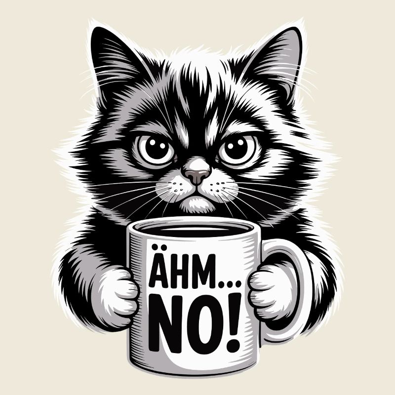 Ähm... No! Katze Mit Kaffee Humor