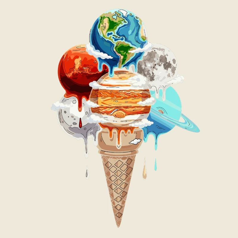 Planeten Eiscreme Kosmische Einskugel