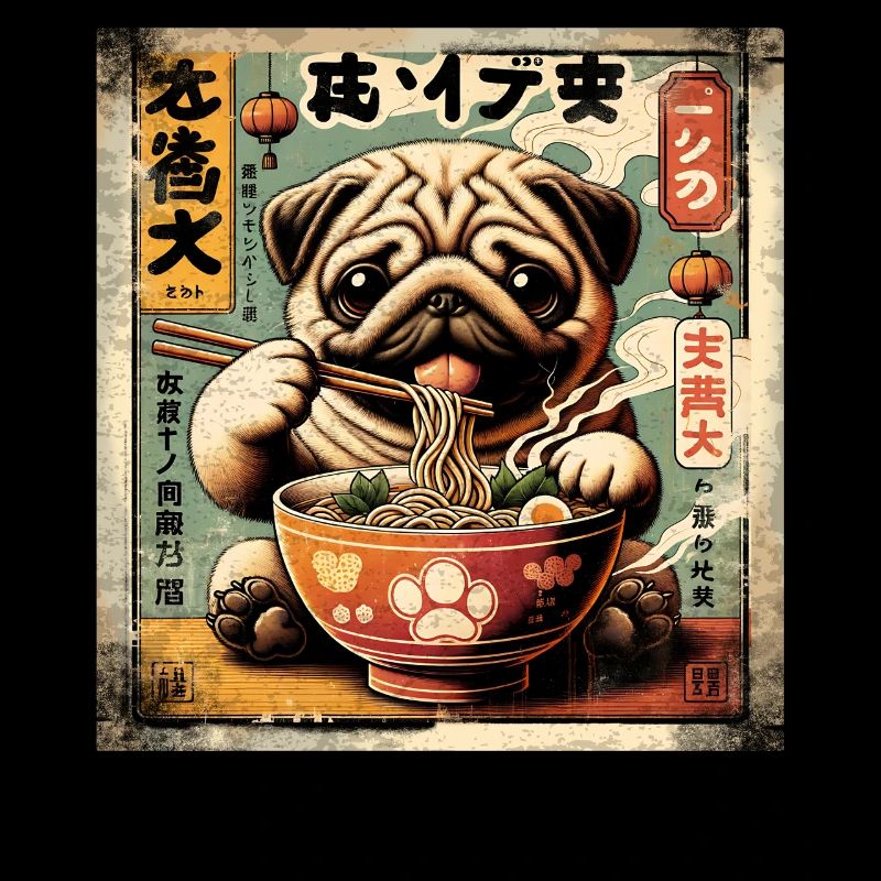 Ramen Carlin Chien Grunge Affiche Style