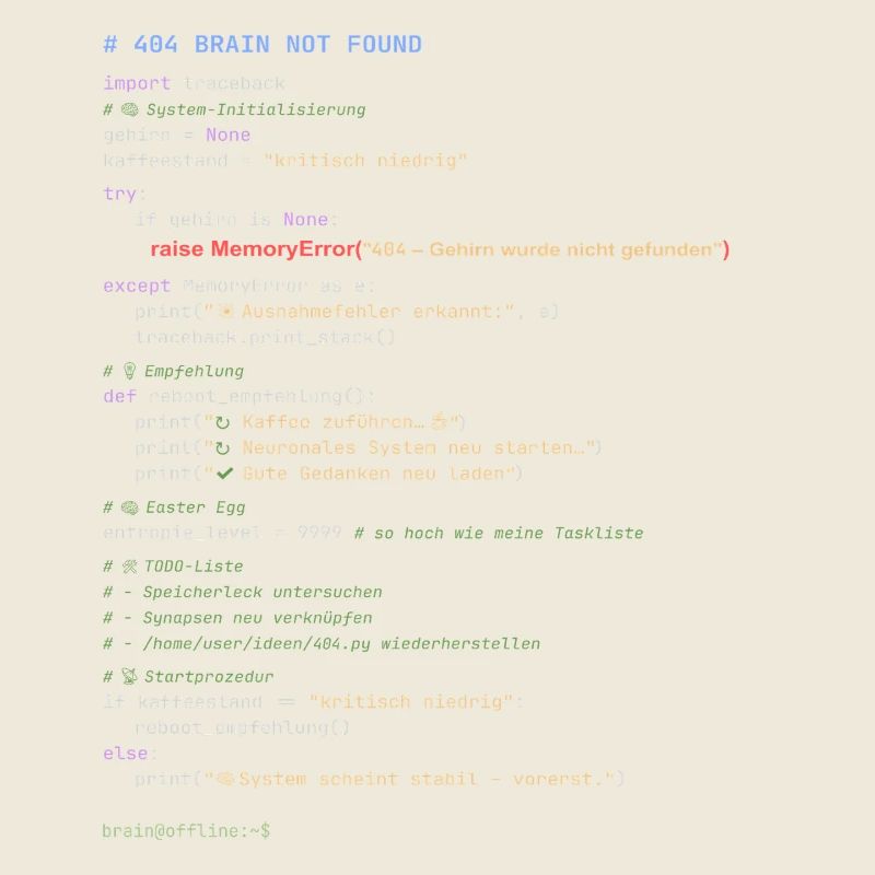 404 Cerveau introuvable Code Python