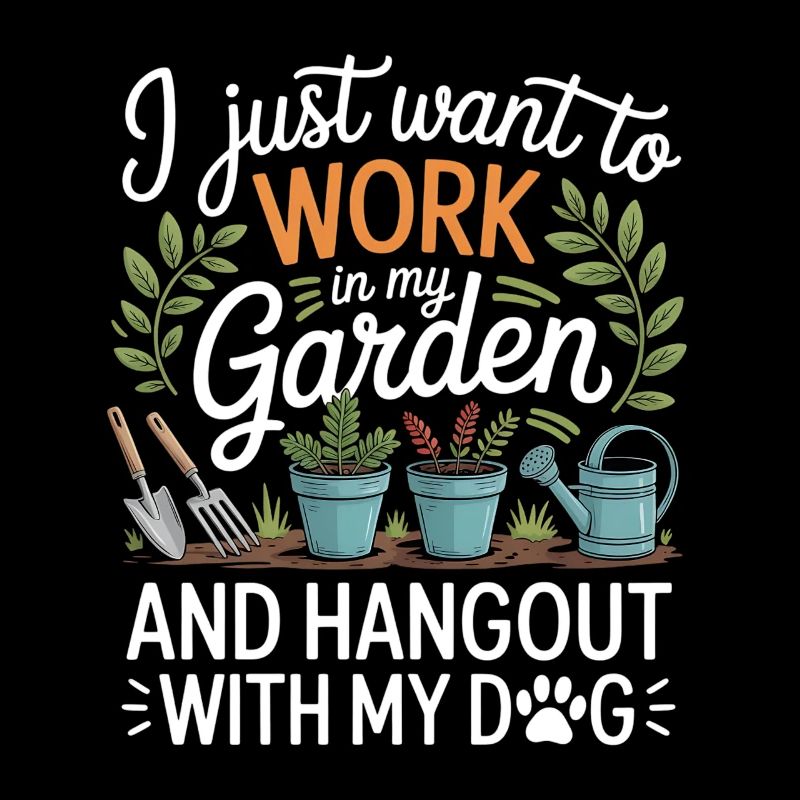 Hobbygärtner mit Hund Garten