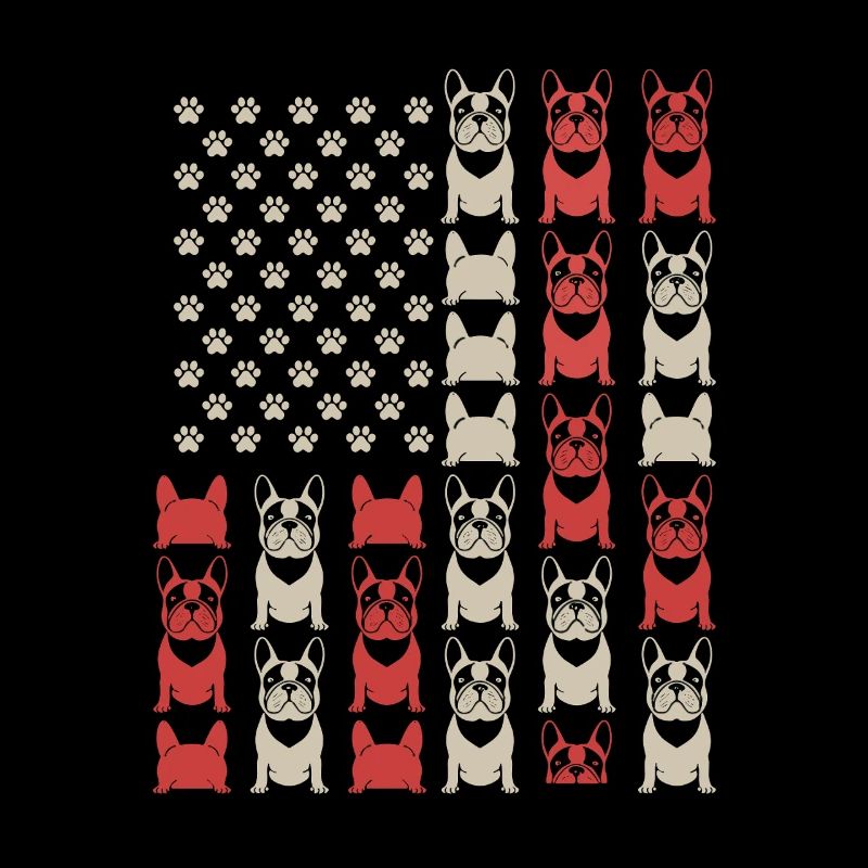 French Bulldogs Flag Dog Paws Pattern