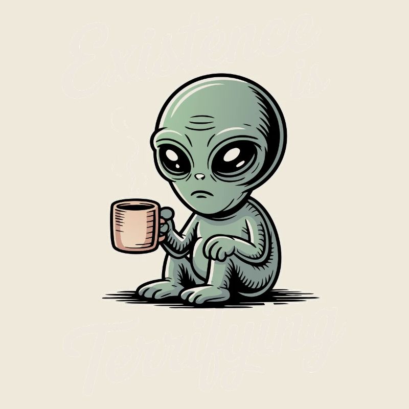Existence is Terrifying Funny Alien UFO Coffee