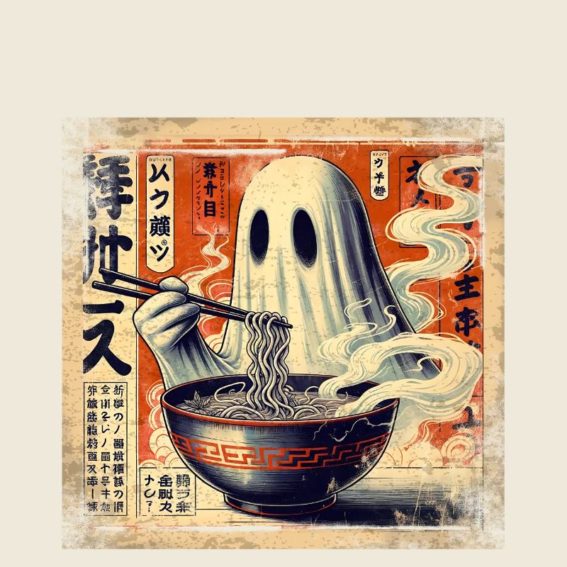Ramen Ghost Grunge Style d’affiche