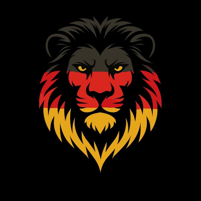 Lion in German Colors – Strength & Pride