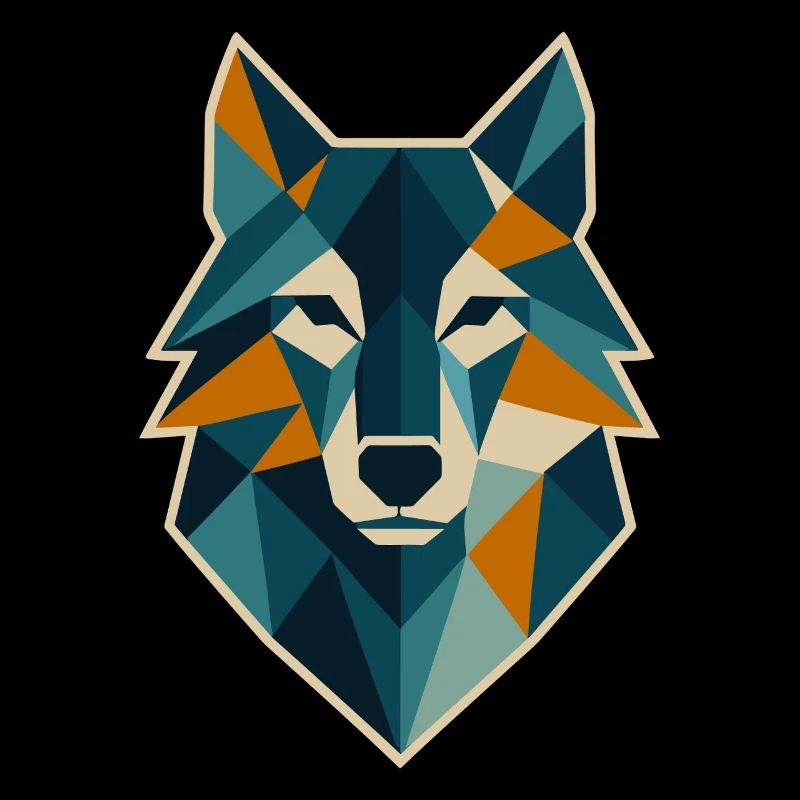Geometric Wolf Head Polygon Style