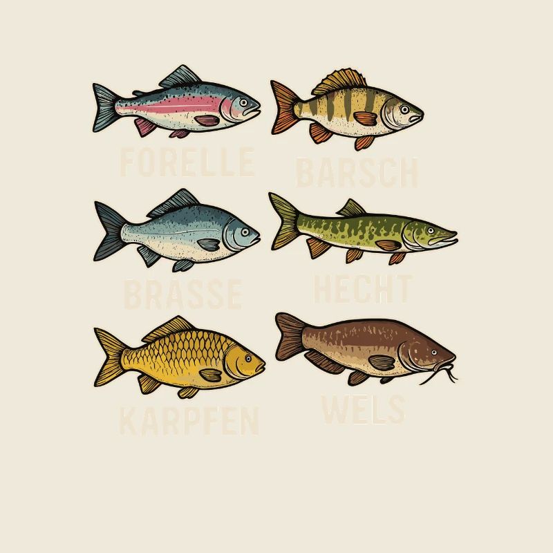 Fischarten Übersicht – Angler Design mit Forelle