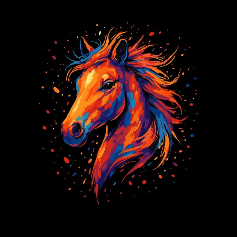 Buntes Pferd – Farbspritzer Kunst
