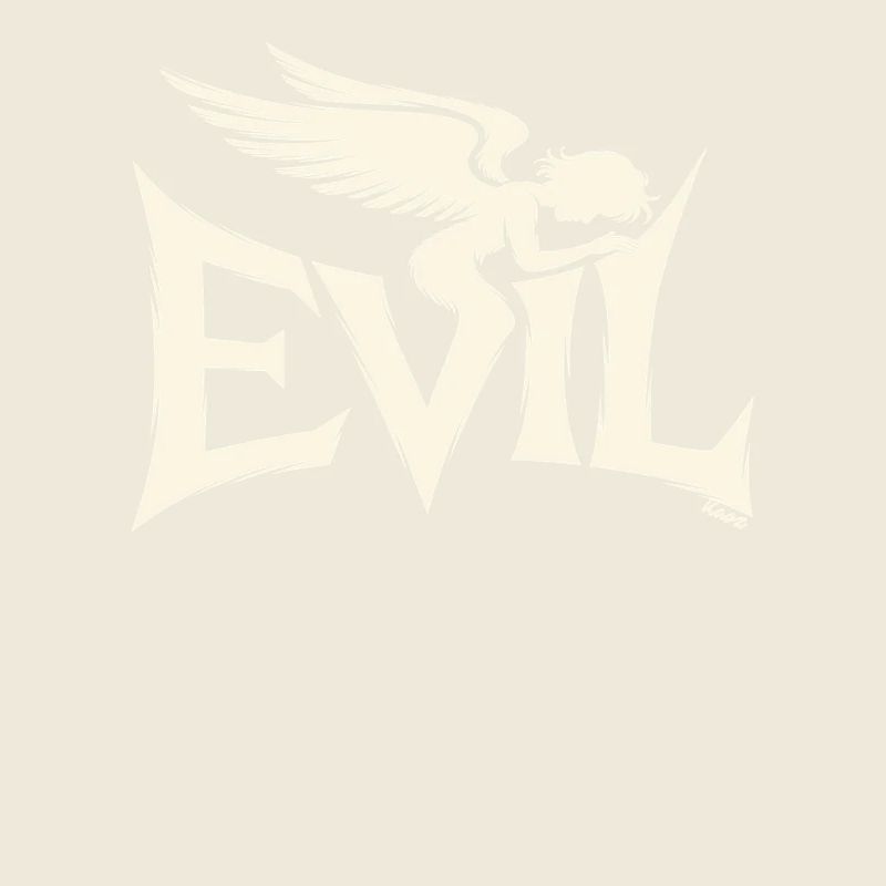 Evil Schriftzug mit dunklem Engel