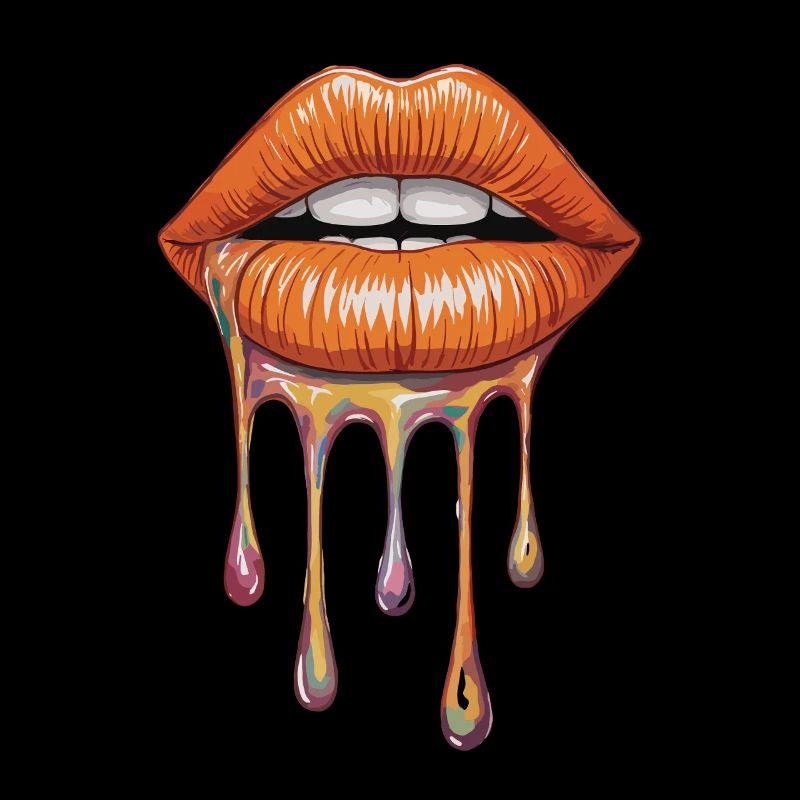 Dripping Lips Artwork Colorful Design