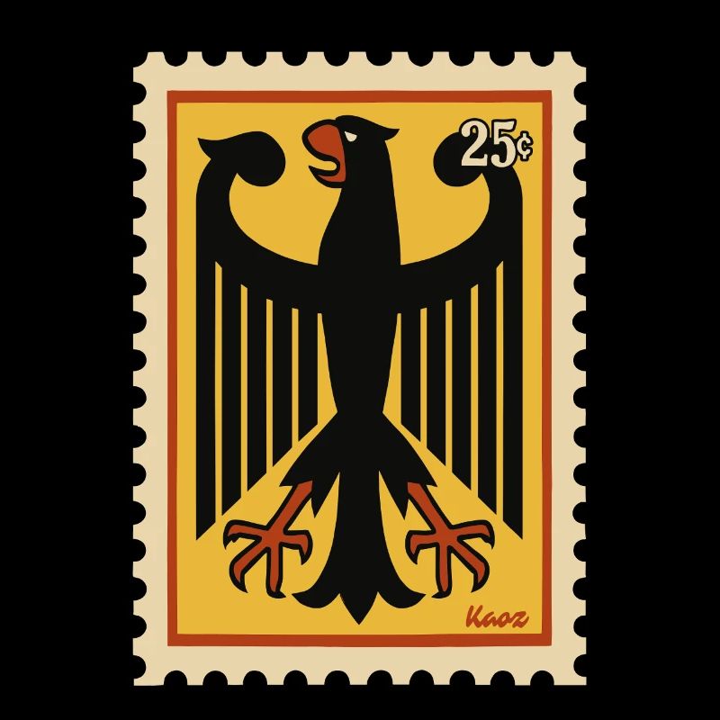 Grafische Briefmarke mit stilisiertem Adler